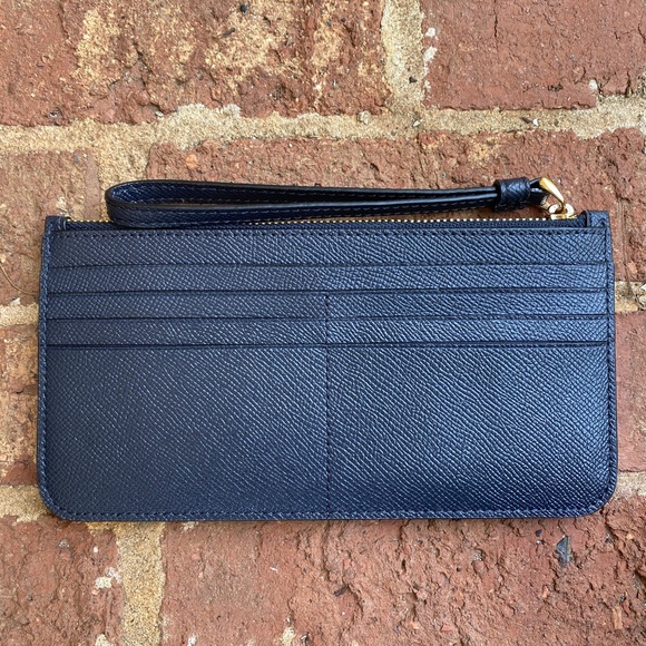 NEW Coach Black Cross Grain Leather Zip Top Wallet - Picture 3 of 6